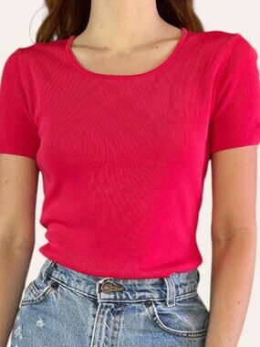 Cyrus 90s/y2k hot pink tee with bow details - Small